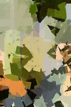 Botanische schittering. Abstract landschap in smaragdgroen, terra.