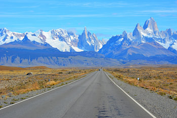 Road with snowy peaks Argentine Patagonia