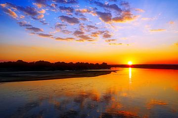 Sunset at Luangwa River, Zambia by W. Woyke