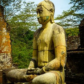 Buddha statue seated around stupa of The Polonnaruwa Vatadage by Inez Wijker