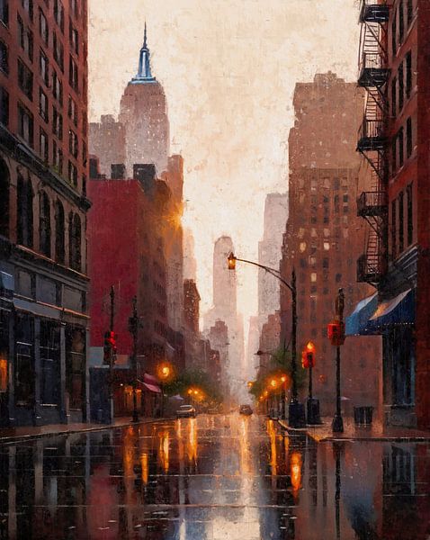 New York in the rain by Arjen Roos