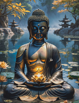 Buddha Figur im Zen-Garten