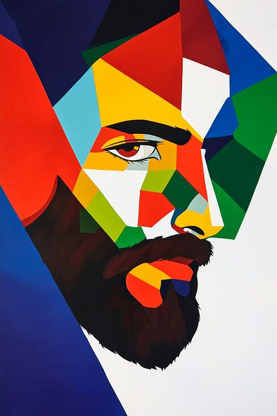 Kleurrijk mannenhoofd - Geometrische vormen van Poster Art Shop