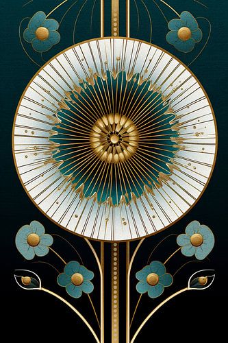 Abstracte Paardenbloem in Art Deco stijl