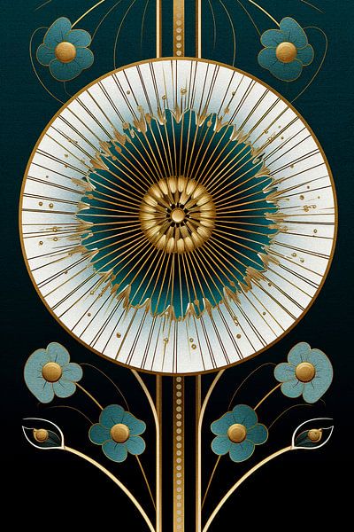 Abstract Dandelion in Art Deco style by Whale & Sons