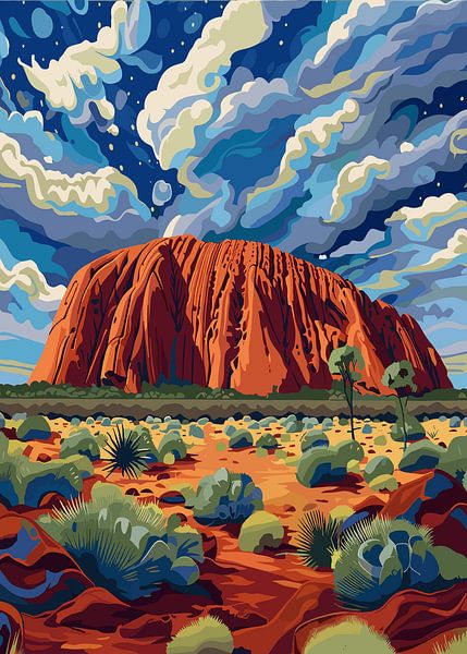 Uluru sous un ciel étoilé par Art Kingdom