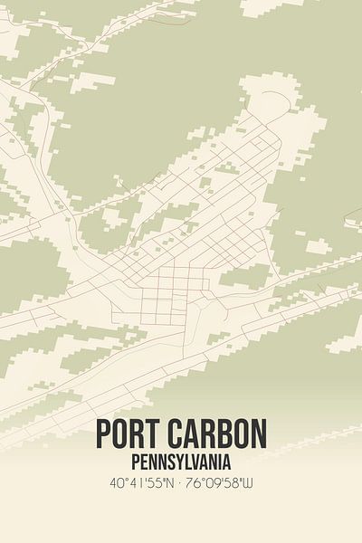Carte ancienne de Port Carbon (Pennsylvanie), USA. par Affiches de lieux