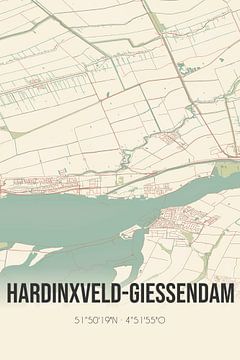 Vieille carte de Hardinxveld-Giessendam (Hollande méridionale) sur Rezona