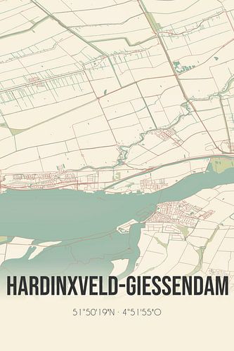 Alte Karte von Hardinxveld-Giessendam (Südholland)
