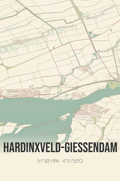Vintage map of Hardinxveld-Giessendam (South Holland) by Prints of Place