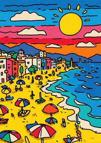 Kleurrijk strandbeeldverhaal