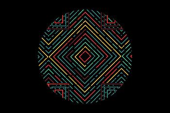 Vintage Abstract Diamond Circle Artwork