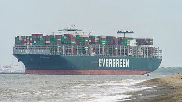 Containerschip Ever Globe van Evergreen. van Jaap van den Berg