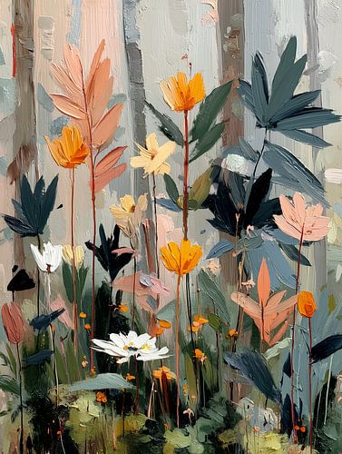 Colourful wildflowers in the forest