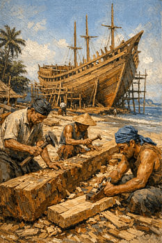 Traditionelle Phinisi-Schiffbauer