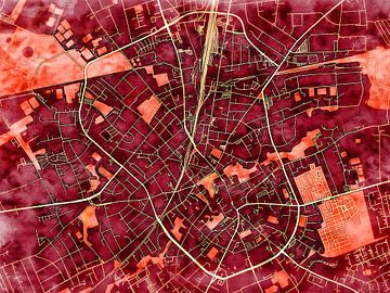 Kaart van Neumünster centrum in de stijl 'Amber Autumn' van Maporia