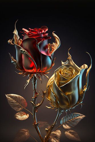 Eine rote und goldene Rose