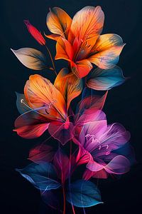 Fleurs abstraites colorées sur haroulita