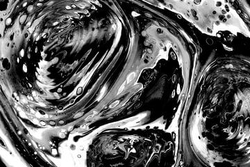 Abstract vloeistof zwart wit van Maurice Dawson