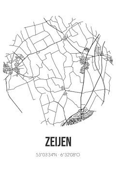 Zeijen (Drenthe) | Landkaart | Zwart-wit van MijnStadsPoster