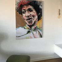 Klantfoto: Aretha Franklin schilderij van Jos Hoppenbrouwers, op aluminium