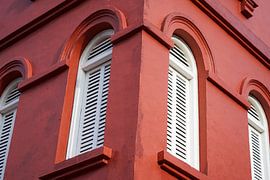 Des murs rouges aux volets blancs, Malacca, Malaisie