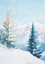 Berge Schnee Himmel Sterne Tannen II von Niklas Maximilian