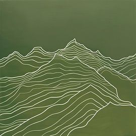 Moderne Wanddekoration: Bergkunst mit weißen Linien von Vlindertuin-Art