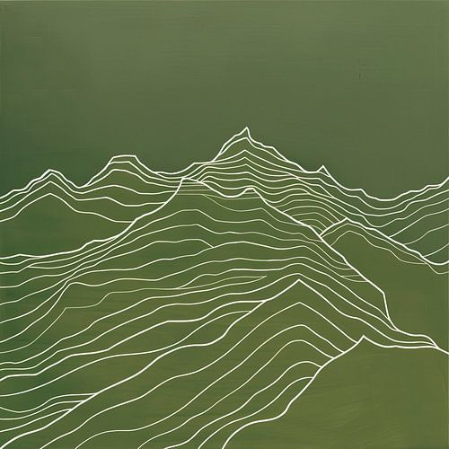 Moderne Wanddecoratie: Bergkunst met Witte Lijnen