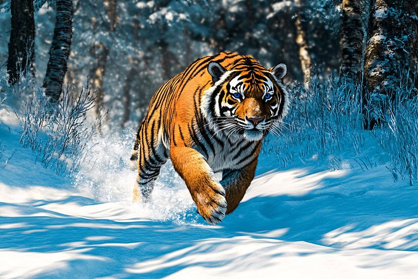 Tigre puissant dans un paysage enneigé par Imperial Art House