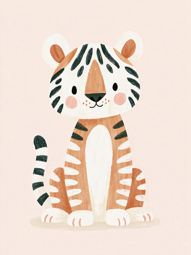 Kleiner Tiger – Pastell-Safaribild fürs Kinderzimmer