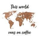 Wereldkaart Koffiebonen met Quote | Wandcirkel van WereldkaartenShop thumbnail