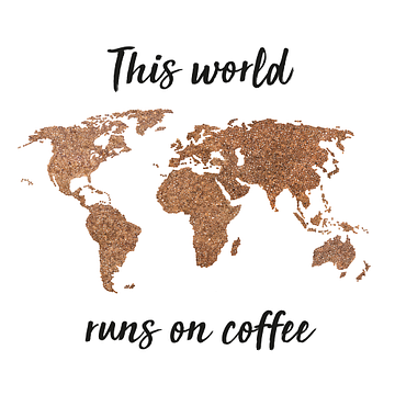 Wereldkaart Koffiebonen met Quote | Wandcirkel van WereldkaartenShop