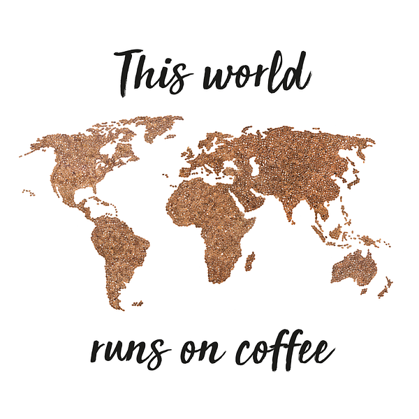 Wereldkaart Koffiebonen met Quote | Wandcirkel van WereldkaartenShop