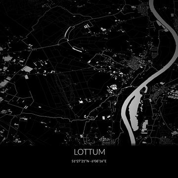 Zwart-witte landkaart van Lottum, Limburg. van Rezona