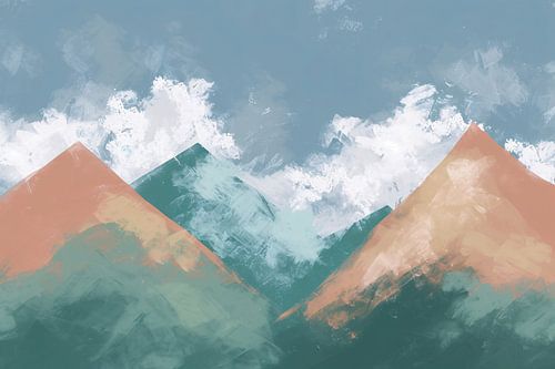 Digitale kunst van bergen en wolken