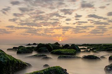 Hollandse kust tijdens zonsondergang
