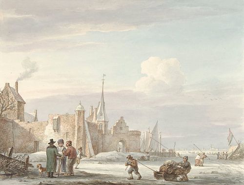 Stadsgezicht in de winter, Martinus Schouman