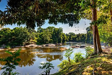 Zicht op de Suriname rivier, Suriname van Marcel Bakker