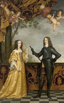 Portret van Willem II en zijn echtgenote Maria Stuart, Gerard van Honthorst