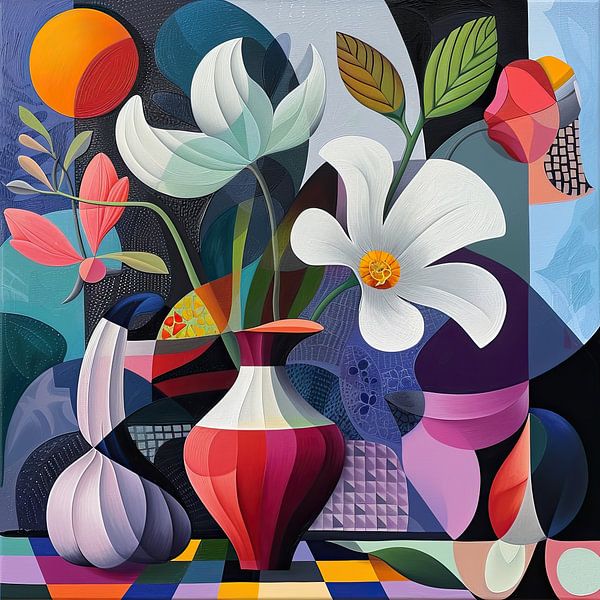 Geometrisches Sommerblumen-Stillleben von Vlindertuin-Art