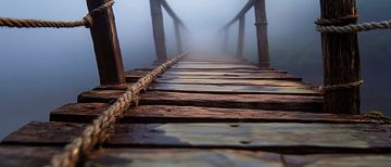 Houten brug in de mist - mystiek en stil van Poster Art Shop