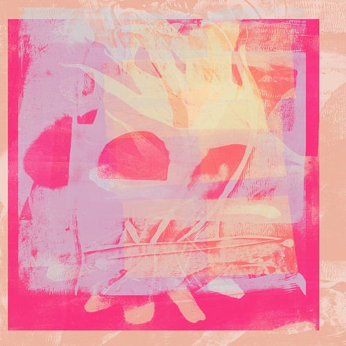 Abstracte organische vormen in pastel- en neonkleuren. Roze en zalm.