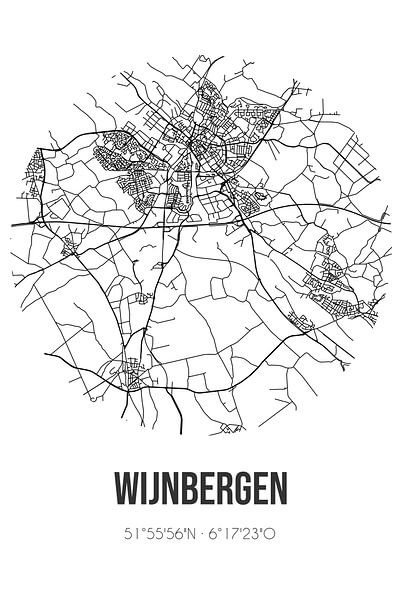 Wijnbergen (Gelderland) | Map | Black and white by Prints of Place