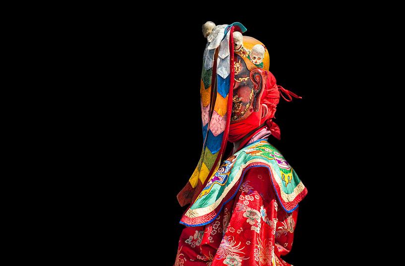 Un moine butanais s'est déguisé en danseur lors d'une des fêtes du Dragon à Wangdi. Wout Cook One2ex par Wout Kok