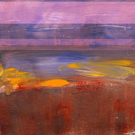 Moderne abstrakte Landschaft in Lila, Blau und Terra von Dina Dankers