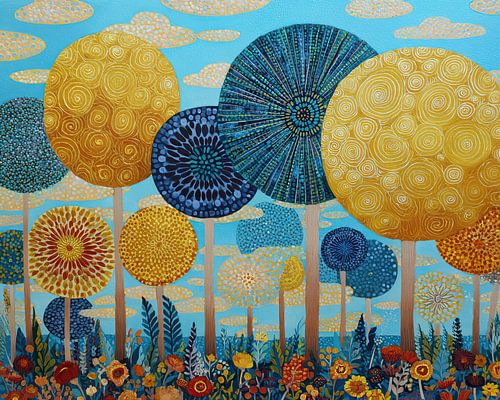 Bright Blue and Golden Forest