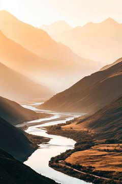 Bergrivierenlandschap van Poster Art Shop