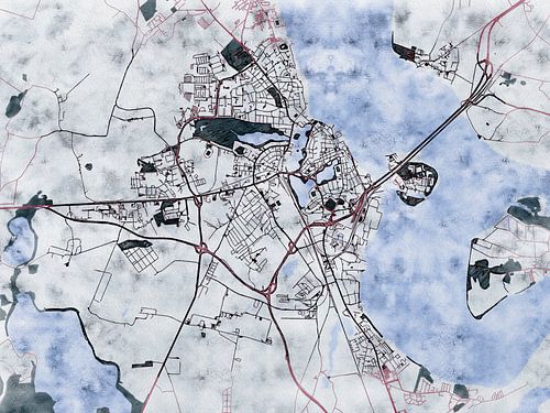 Kaart van Stralsund in de stijl 'White Winter'