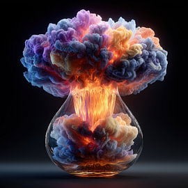 Farbenprächtige nukleare Explosion in einer Glasvase von TheXclusive Art